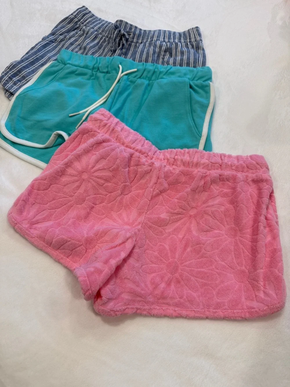 Old Navy Girls' Shorts Set - Pink, Teal, Denim Stripe Large 10-12